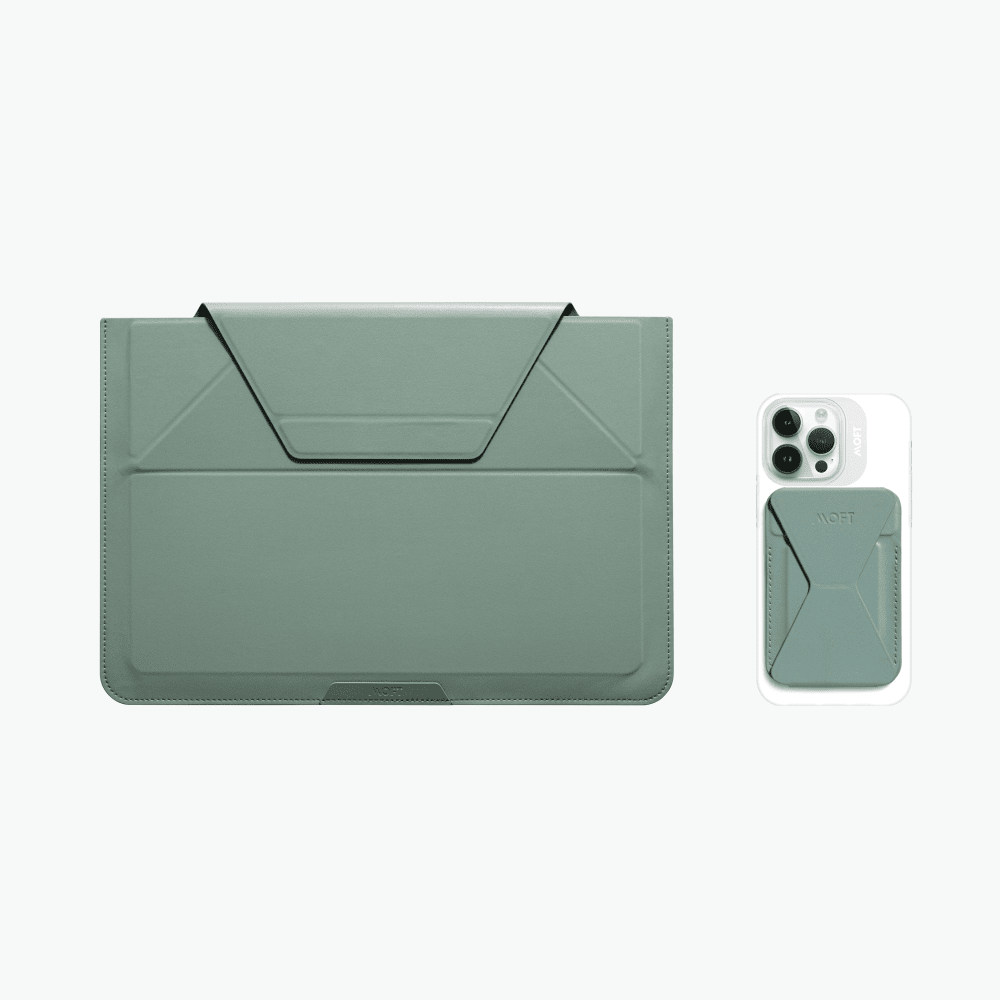 Urban Commuter Set - Laptop Sleeve & Snap-on Phone Stand bundle02 Seafoam 14"" 
